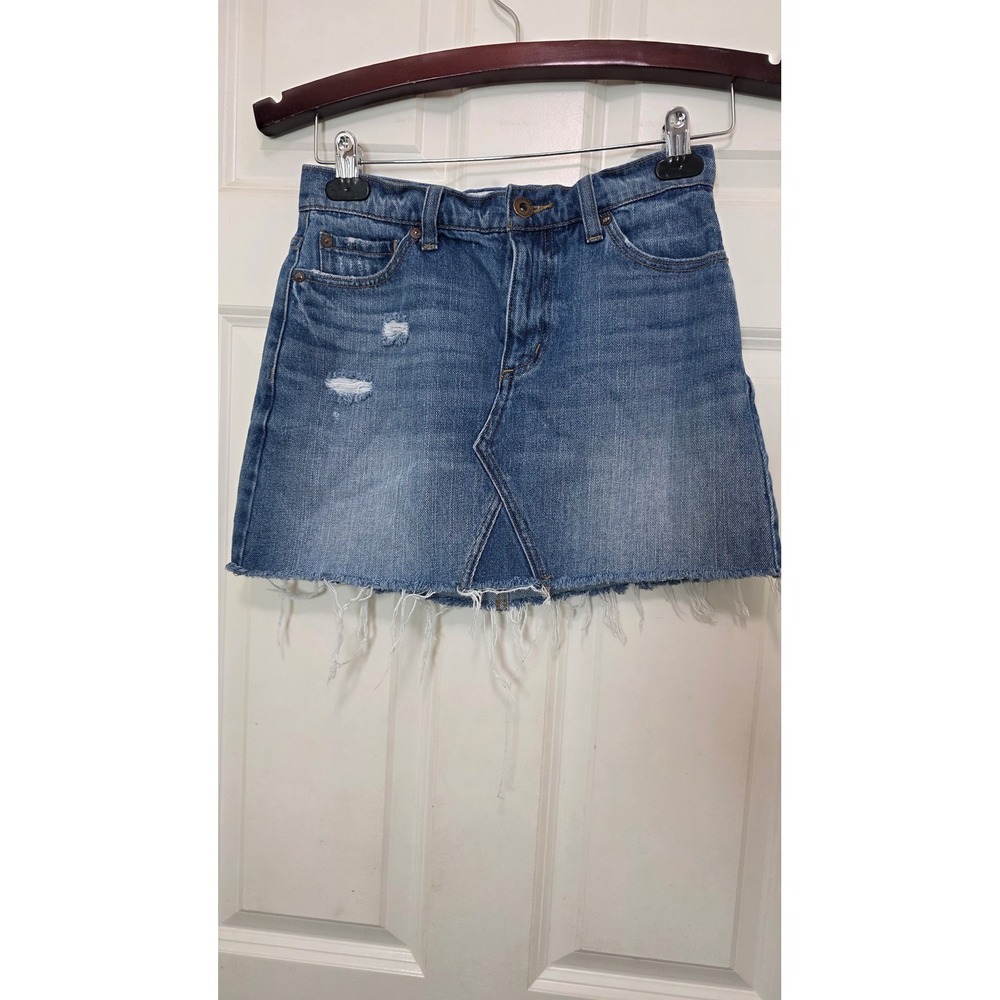 Pistola Denim Mini Skirt Women 25 Blue Distressed Raw Hem P1146BKY-SCE